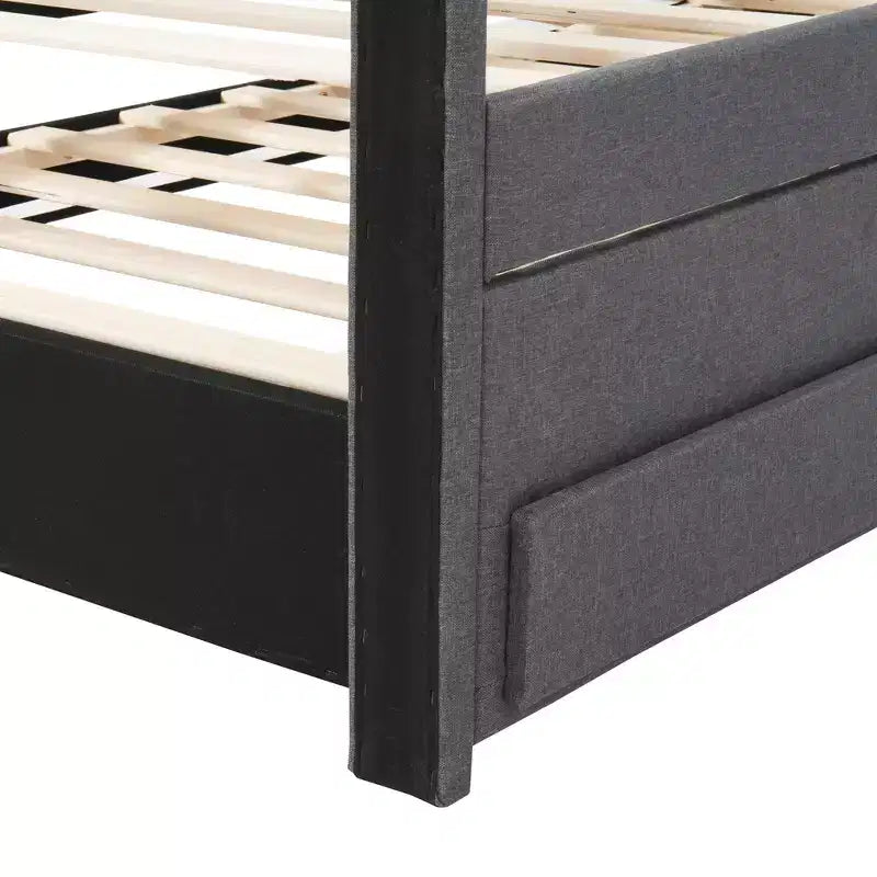 Letto a piattaforma imbottito Bellemave, una piazza e mezza, con letto estraibile e 3 cassetti portaoggetti, letto estraibile salvaspazio per piccole stanze