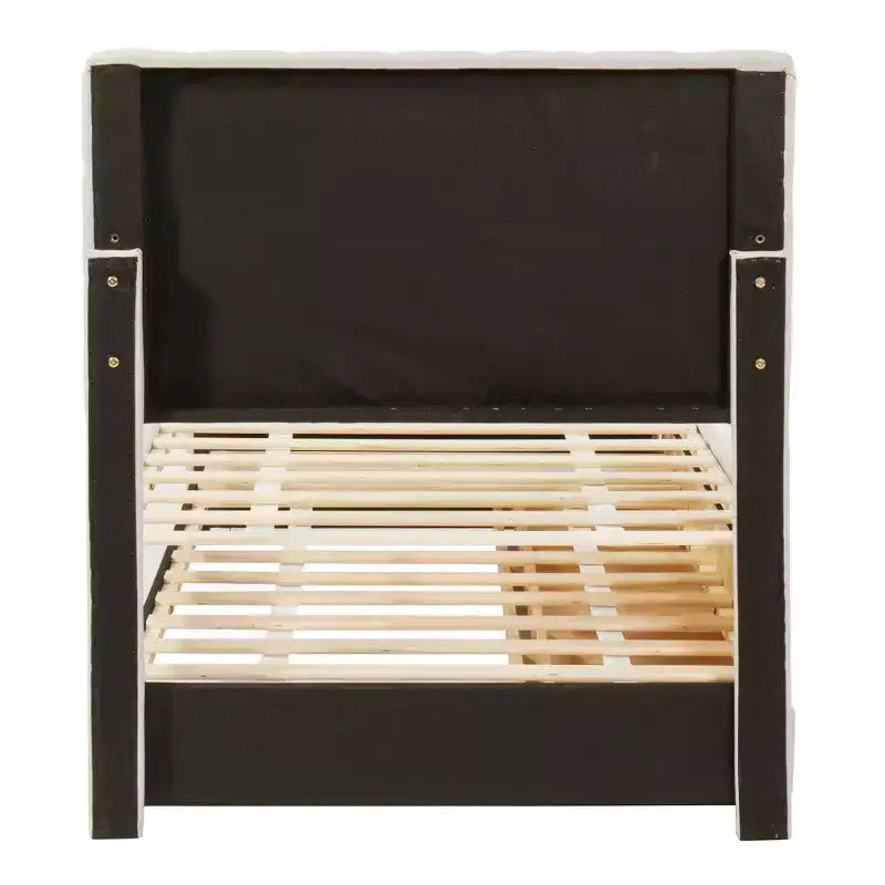 Letto a piattaforma imbottito Bellemave, una piazza e mezza, con letto estraibile e 3 cassetti portaoggetti, letto estraibile salvaspazio per piccole stanze