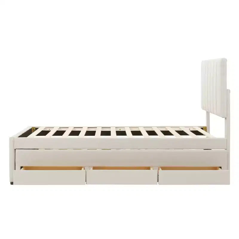 Letto a piattaforma imbottito Bellemave, una piazza e mezza, con letto estraibile e 3 cassetti portaoggetti, letto estraibile salvaspazio per piccole stanze