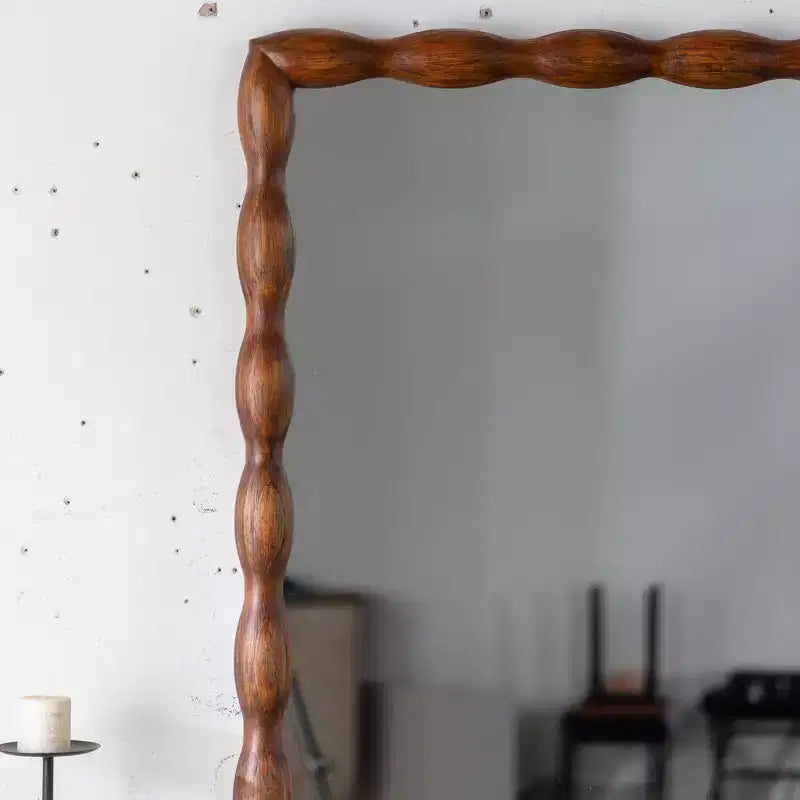 Specchio a tutta altezza Mid-Century Modern, Specchio da parete decorativo, Cornice in legno a spirale, Noce - ModernLuxe