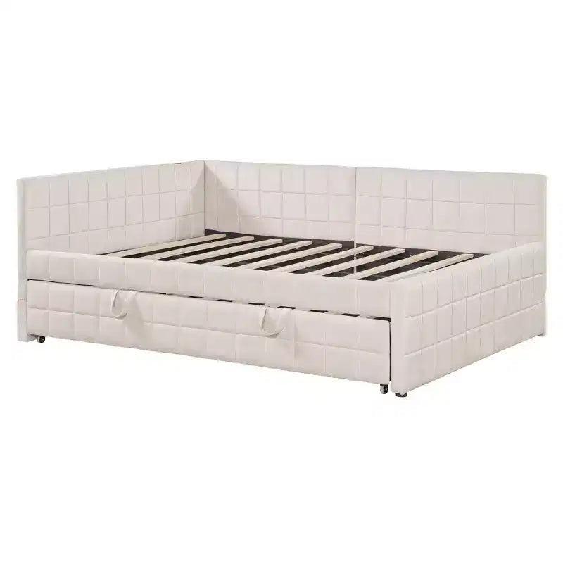 Divano letto angolare imbottito Luxystar Full Size con letto estraibile a scomparsa e porte USB