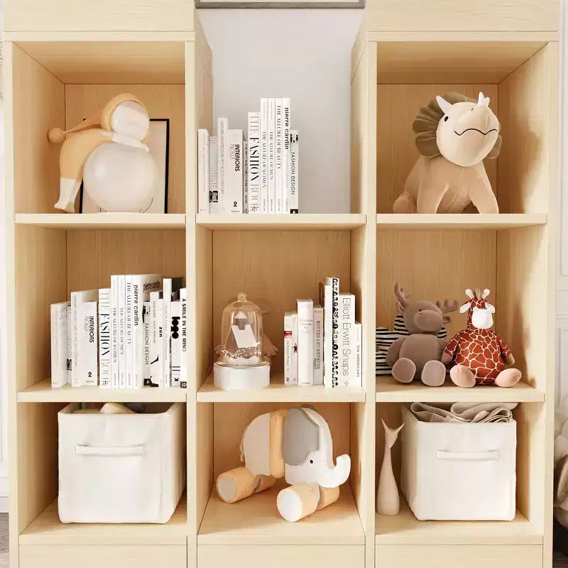 COZONY Libreria per Bambini con 8 Scomparti, Organizer Porta Giocattoli in Legno, con Design a Tetto per Sala Giochi Cameretta