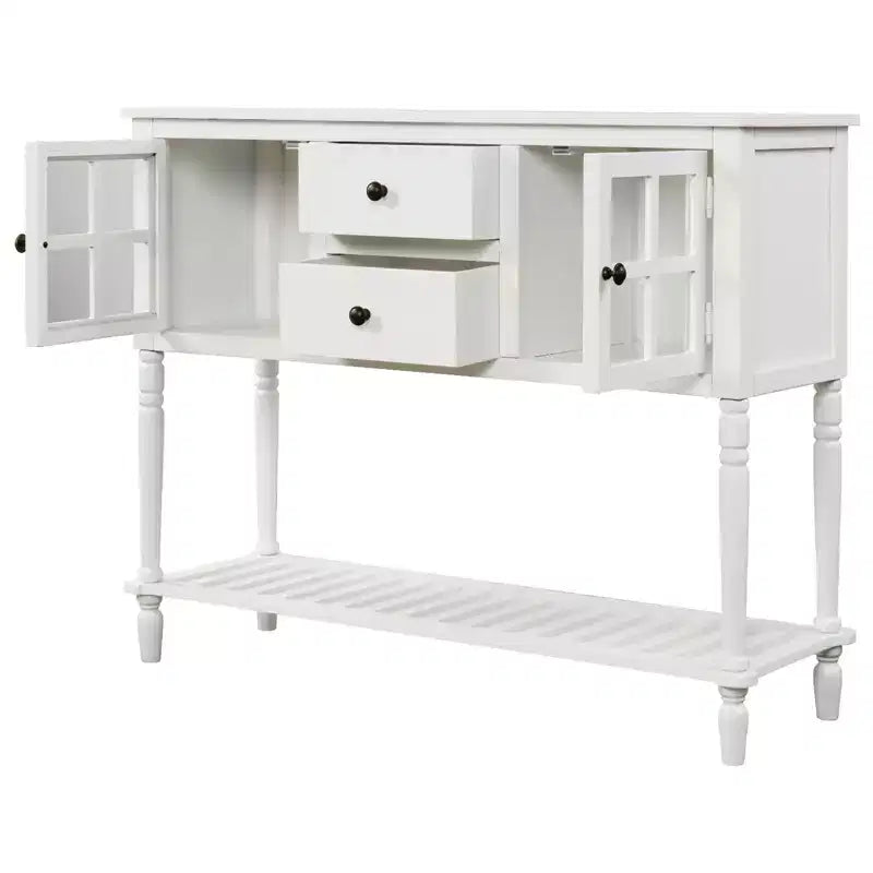 Consolle in stile rustico con legno e vetro, credenza buffet con cassetti e ripiano per soggiorno, corridoio, ingresso