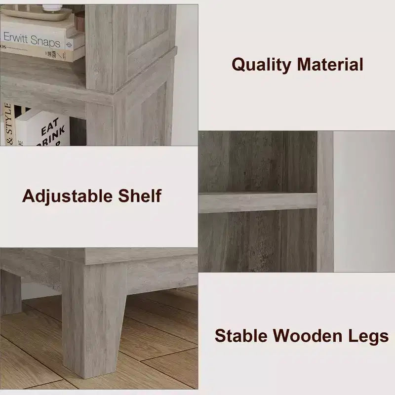 COZONY 70 Libreria stretta a 5 ripiani, scaffale alto e sottile in legno con ripiani aperti per soggiorno e ufficio