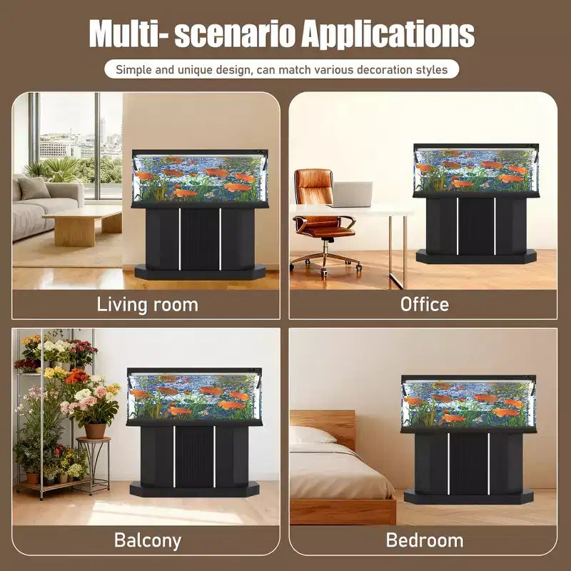 Supporto per acquario da 55-75 galloni, resistente capacità 880 libbre con 4 porte AC e 2 porte USB e vano portaoggetti, supporto per acquario nero - ModernLuxe