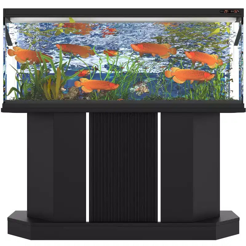 Supporto per acquario da 55-75 galloni, resistente capacità 880 libbre con 4 porte AC e 2 porte USB e vano portaoggetti, supporto per acquario nero - ModernLuxe