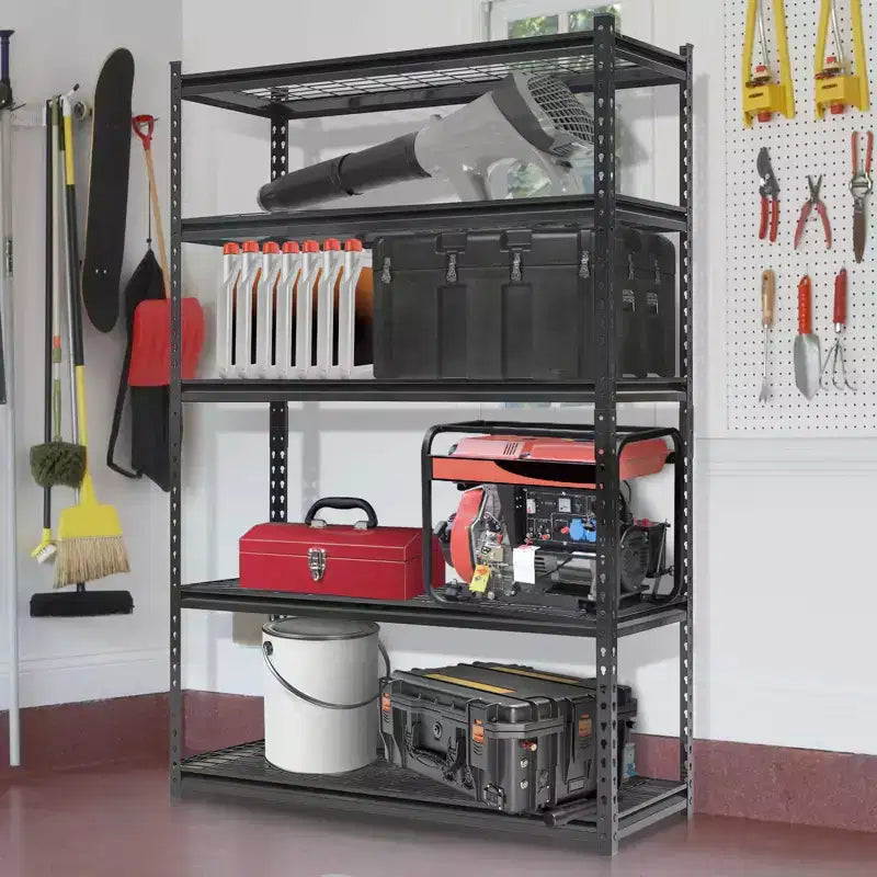 Scaffalatura da Garage Resistente 122cm L x 46cm P x 183cm H - Capacità di Carico 1134 kg, Ripiani Metallici Regolabili, Organizzatore Durevole