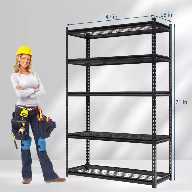 Scaffalatura da Garage Resistente 122cm L x 46cm P x 183cm H - Capacità di Carico 1134 kg, Ripiani Metallici Regolabili, Organizzatore Durevole