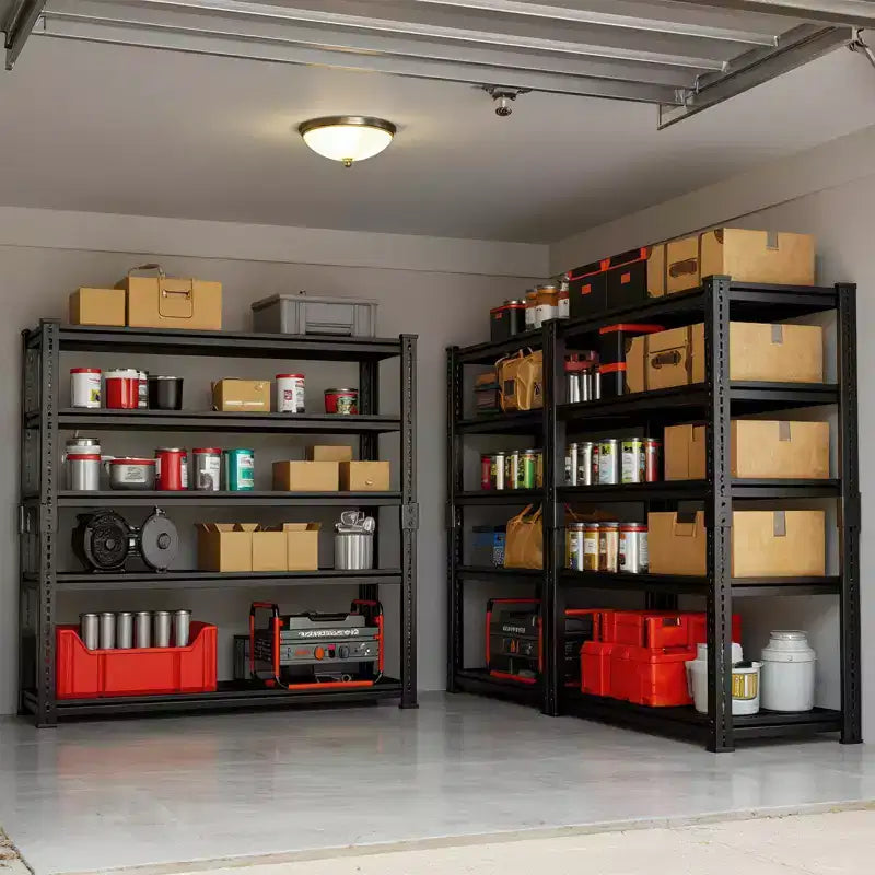 Scaffalatura da Garage Resistente 122cm L x 46cm P x 183cm H - Capacità di Carico 1134 kg, Ripiani Metallici Regolabili, Organizzatore Durevole