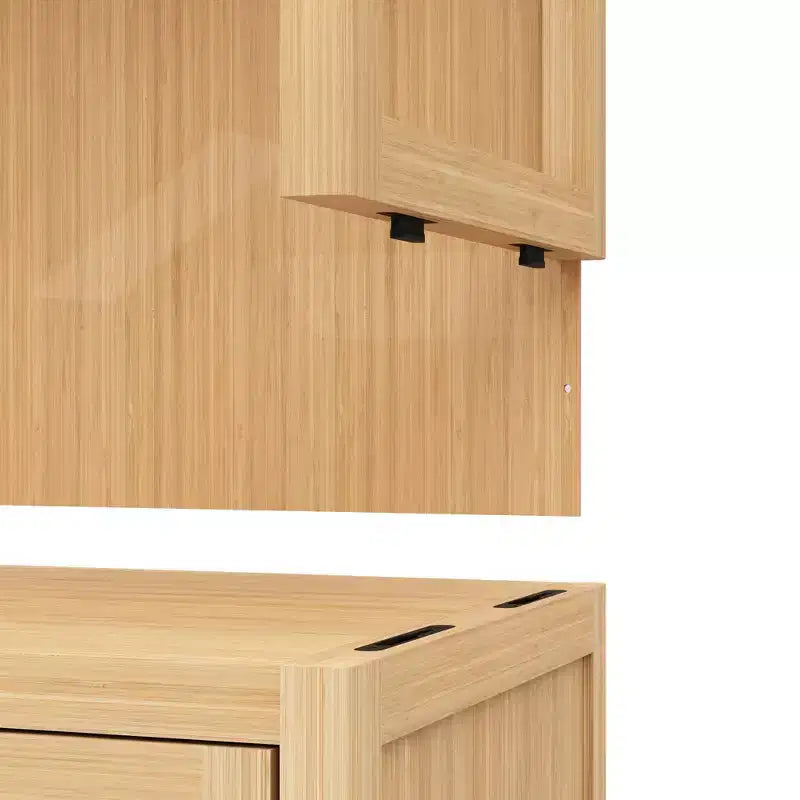 sumyeg Armadietto autoportante in bambù con 2 ante, mobile contenitore versatile per bagno, cucina, soggiorno