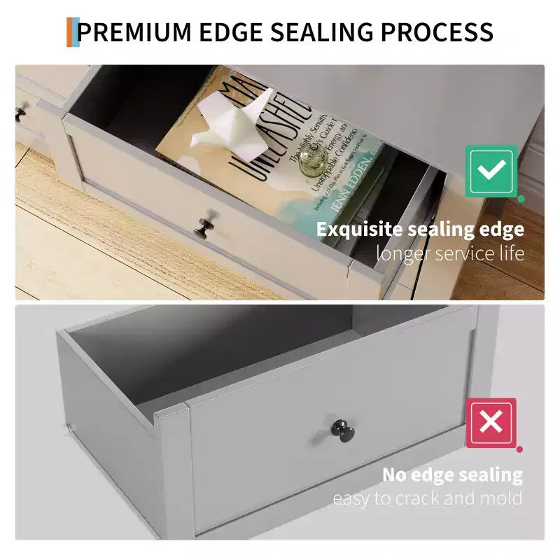 Comò a 6 cassetti per camera da letto, cassettiera in legno da 137 cm con pomelli in metallo, porta TV, organizer per vestiti per camera da letto, ingresso, nero