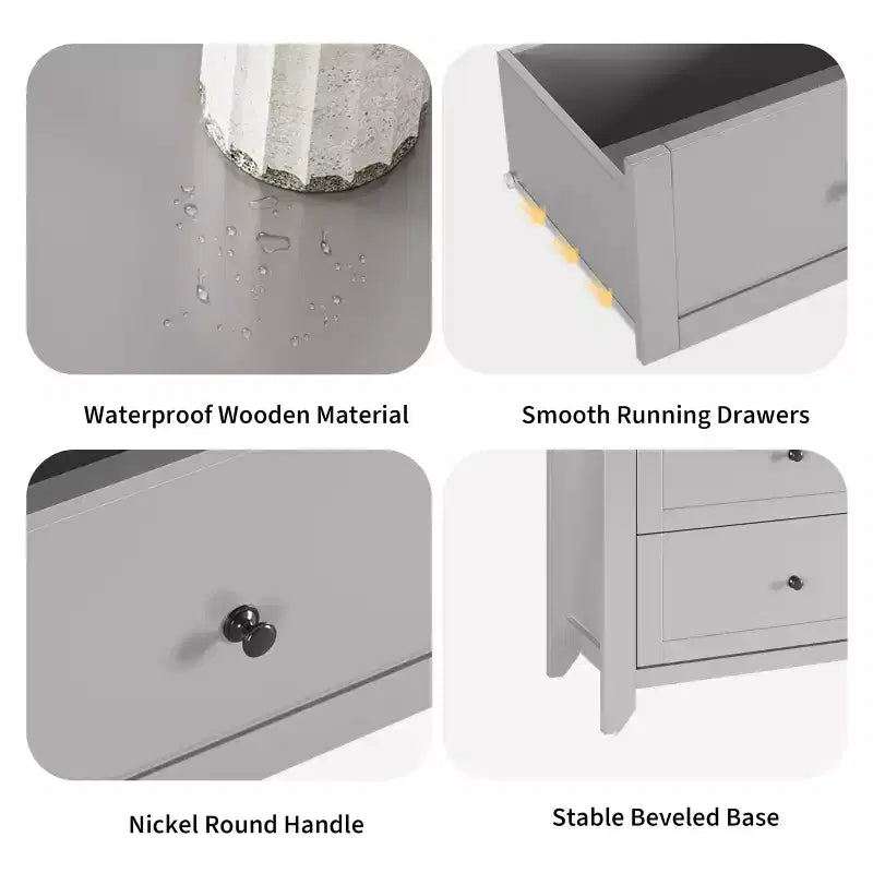 Comò a 6 cassetti per camera da letto, cassettiera in legno da 137 cm con pomelli in metallo, porta TV, organizer per vestiti per camera da letto, ingresso, nero