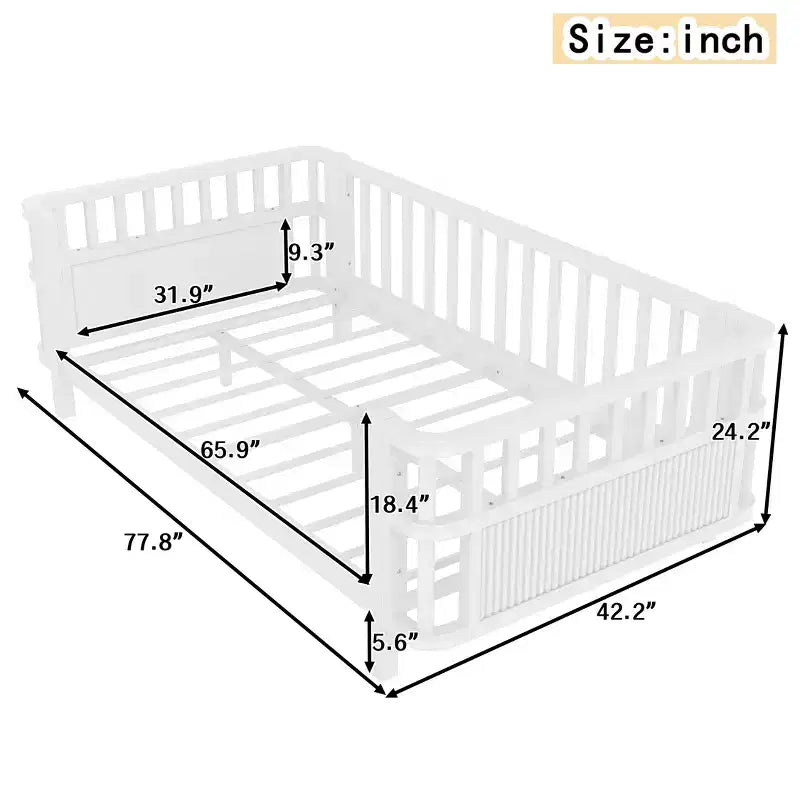 Divani letto moderni Okak Twin/Full in ferro con sponde, letto a piattaforma in legno per cameretta, camera da letto, nessuna necessità di rete a molle
