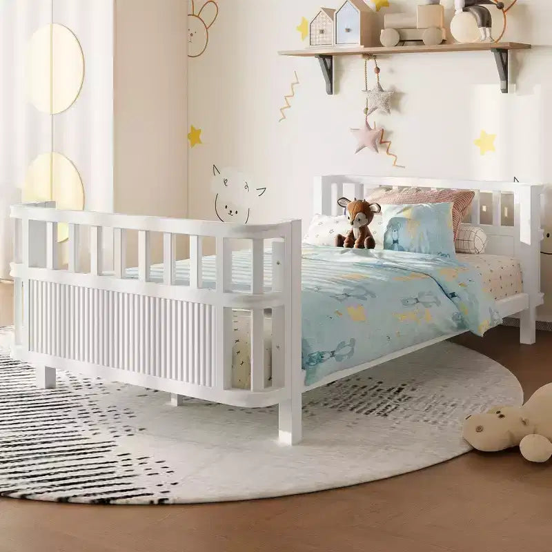 Divani letto moderni Okak Twin/Full in ferro con sponde, letto a piattaforma in legno per cameretta, camera da letto, nessuna necessità di rete a molle
