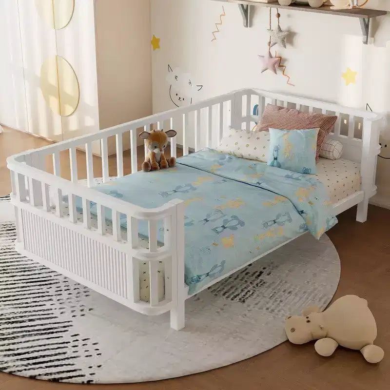 Divani letto moderni Okak Twin/Full in ferro con sponde, letto a piattaforma in legno per cameretta, camera da letto, nessuna necessità di rete a molle