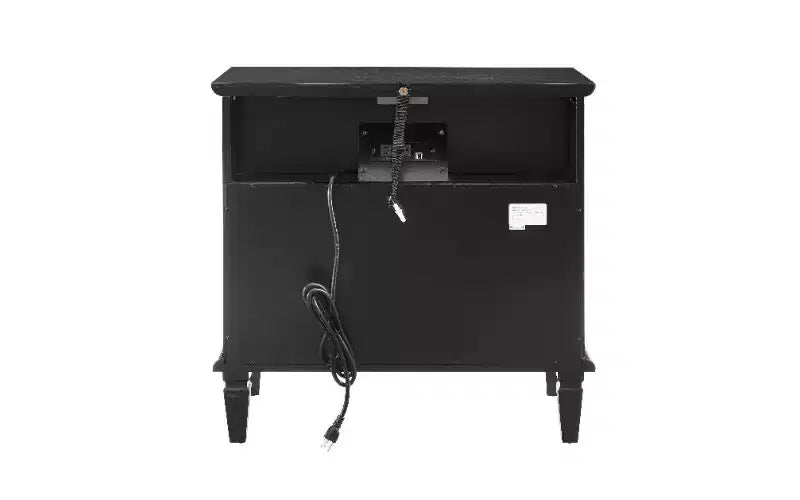 Comodino moderno di metà secolo TUYOHW con stazione di ricarica, tavolino vintage a 2 cassetti con ripiano aperto, tavolino con pilastri scanalati