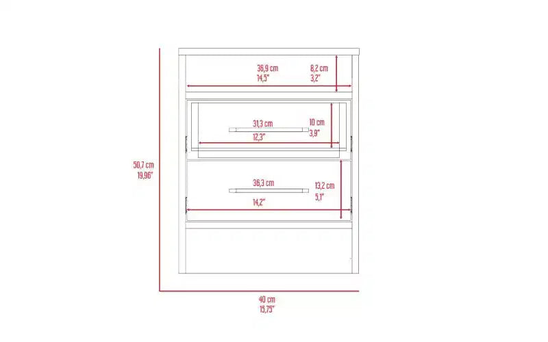 TUYOHW Comodino Moderno con 2 Cassetti, Tavolino Compatto Piccolo per Camera da Letto e Soggiorno, Tavolino Contenitore con Maniglie in Metallo