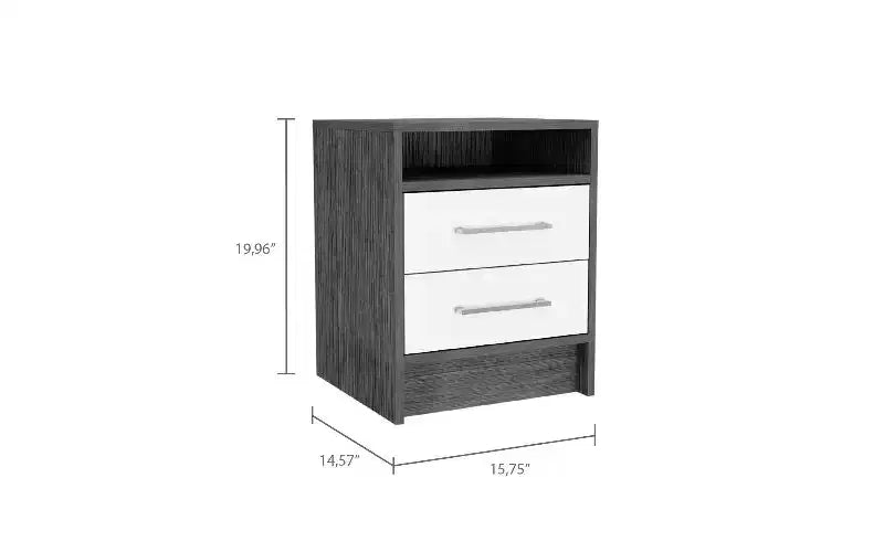 TUYOHW Comodino Moderno con 2 Cassetti, Tavolino Compatto Piccolo per Camera da Letto e Soggiorno, Tavolino Contenitore con Maniglie in Metallo