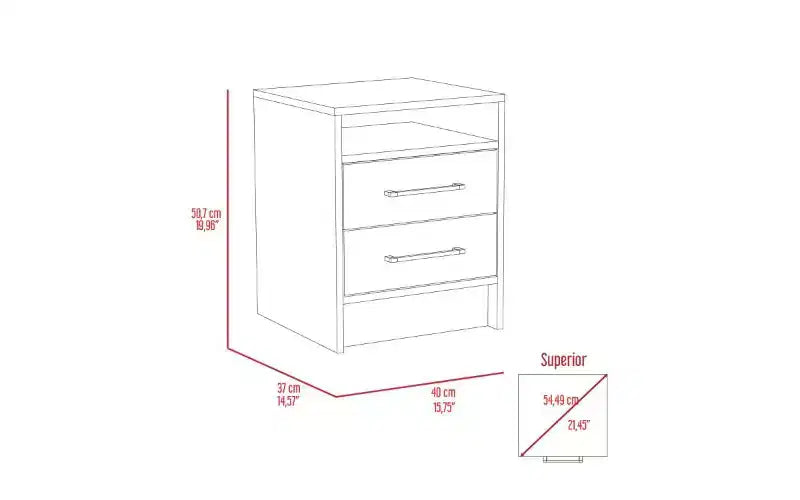 TUYOHW Comodino Moderno con 2 Cassetti, Tavolino Compatto Piccolo per Camera da Letto e Soggiorno, Tavolino Contenitore con Maniglie in Metallo