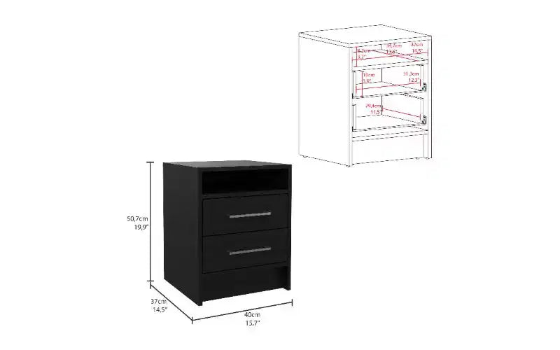 TUYOHW Comodino Moderno con 2 Cassetti, Tavolino Compatto Piccolo per Camera da Letto e Soggiorno, Tavolino Contenitore con Maniglie in Metallo