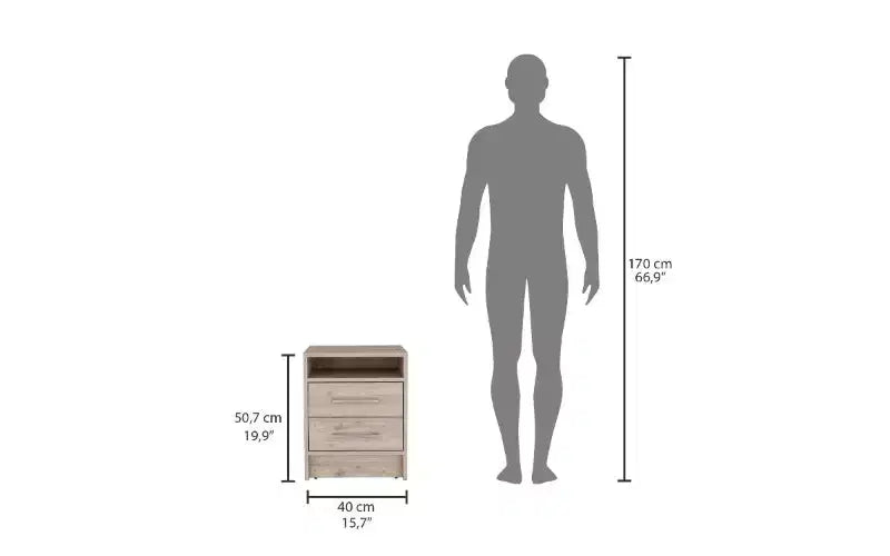 TUYOHW Comodino Moderno con 2 Cassetti, Tavolino Compatto Piccolo per Camera da Letto e Soggiorno, Tavolino Contenitore con Maniglie in Metallo