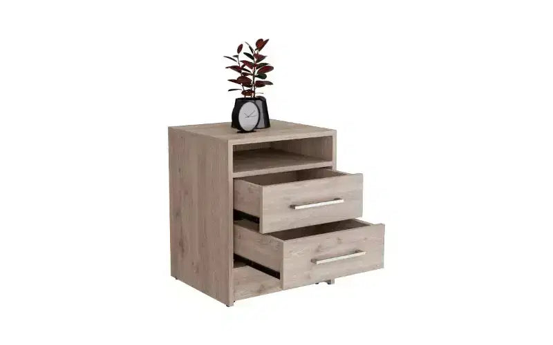 TUYOHW Comodino Moderno con 2 Cassetti, Tavolino Compatto Piccolo per Camera da Letto e Soggiorno, Tavolino Contenitore con Maniglie in Metallo