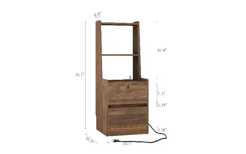 Comodino alto TUYOHW con luce notturna e stazione di ricarica, tavolino con libreria, comodini moderni con armadietto per la camera da letto