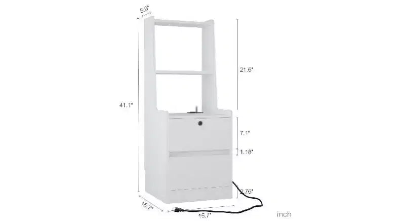 Comodino alto TUYOHW con luce notturna e stazione di ricarica, tavolino con libreria, comodini moderni con armadietto per la camera da letto