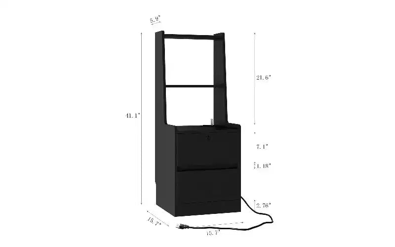 Comodino alto TUYOHW con luce notturna e stazione di ricarica, tavolino con libreria, comodini moderni con armadietto per la camera da letto