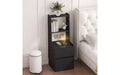 Comodino alto TUYOHW con luce notturna e stazione di ricarica, tavolino con libreria, comodini moderni con armadietto per la camera da letto