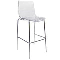 LeisureMod Astor Modern Plastic Bar Stool with Chrome Steel Base Counter Stool with Ripple Swirl Seat Design and Footrest for Kitchen and Dining Room