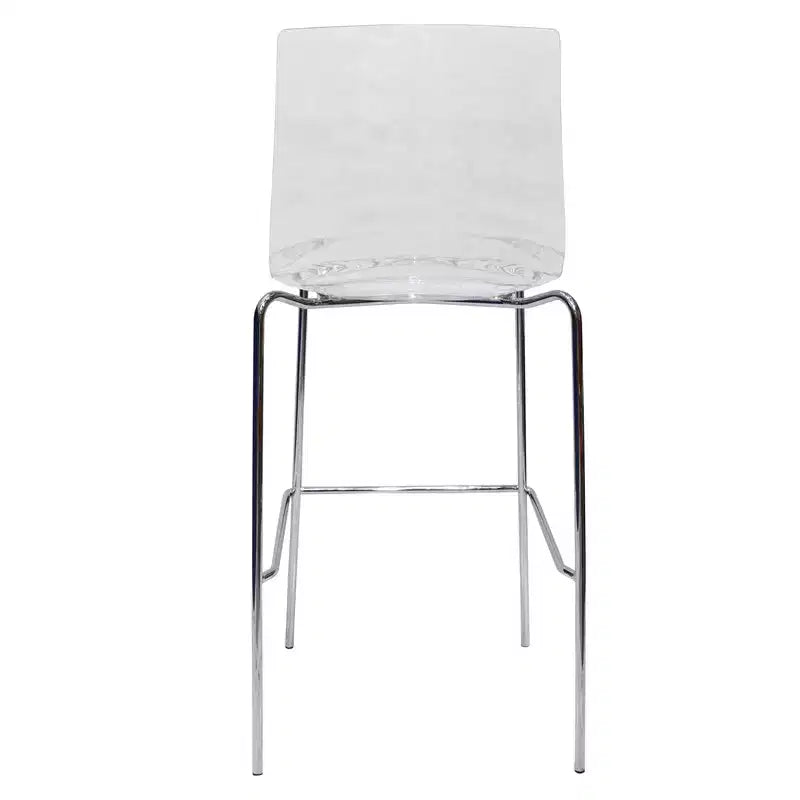 LeisureMod Sgabello da Bar Moderno in Plastica Astor con Base in Acciaio Cromato Sgabello da Bancone con Seduta a Vortice Ondulato e Poggiapiedi per Cucina e Sala da Pranzo
