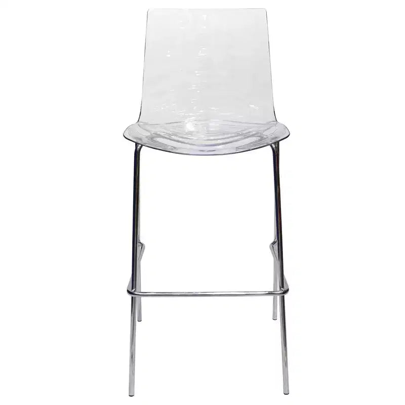 LeisureMod Sgabello da Bar Moderno in Plastica Astor con Base in Acciaio Cromato Sgabello da Bancone con Seduta a Vortice Ondulato e Poggiapiedi per Cucina e Sala da Pranzo