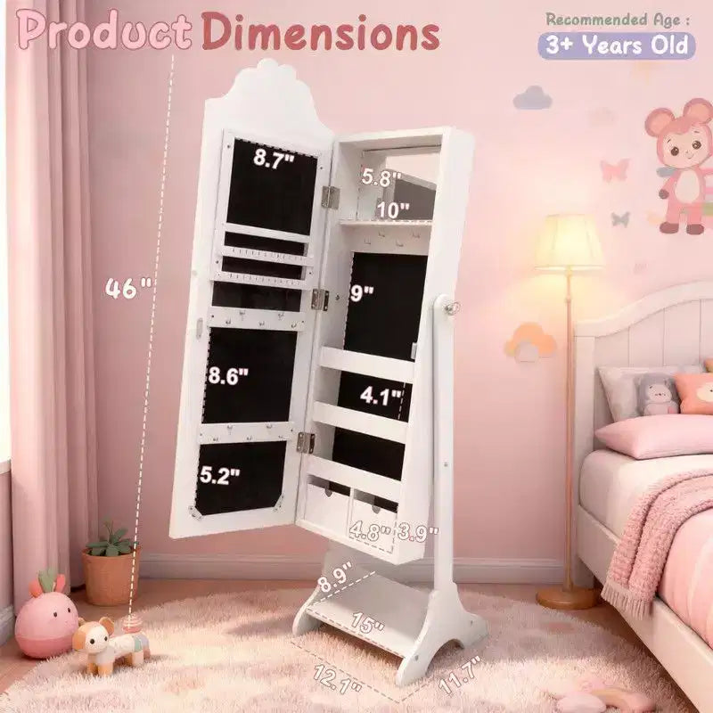 Karl Home Heart MDF Armadietto Portagioie per Bambini Bianco, con 1 Anta e 1 Ripiano
