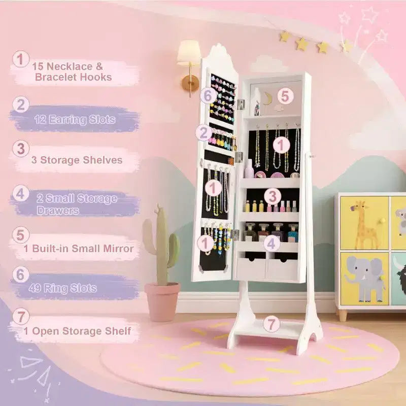 Karl Home Heart MDF Armadietto Portagioie per Bambini Bianco, con 1 Anta e 1 Ripiano