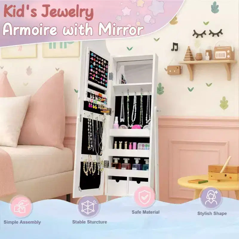 Karl Home Heart MDF Armadietto Portagioie per Bambini Bianco, con 1 Anta e 1 Ripiano