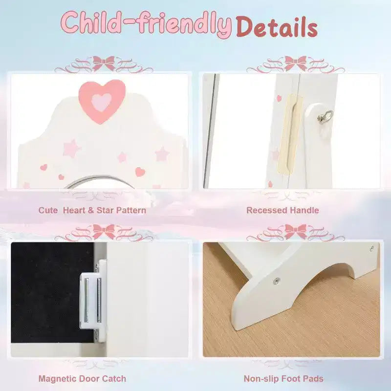 Karl Home Heart MDF Armadietto Portagioie per Bambini Bianco, con 1 Anta e 1 Ripiano