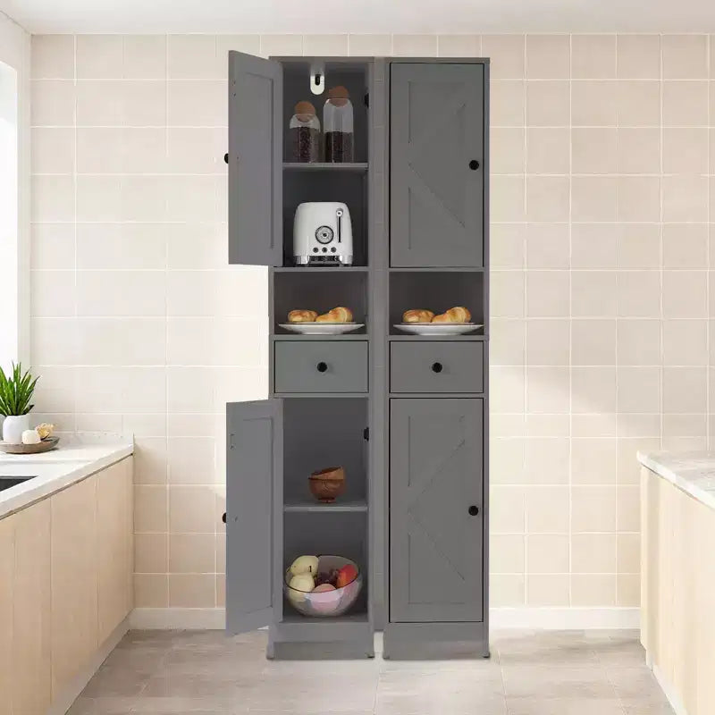 Mobile bagno alto con 2 ripiani regolabili, organizer da terra con dispositivo antiribaltamento per bagno, cucina o corridoio