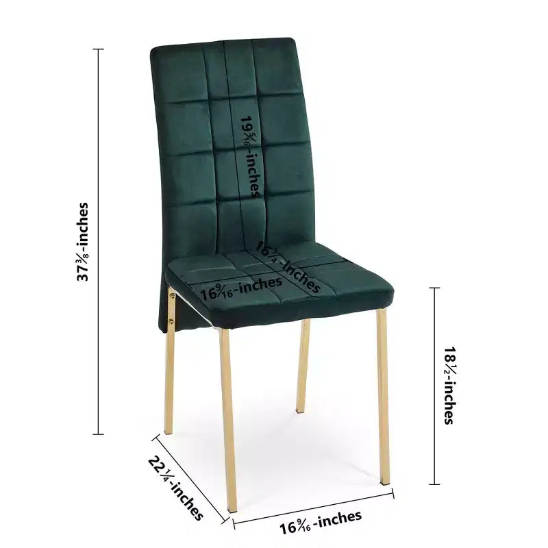 MAYEERTY Sedia da pranzo nordica in velluto con schienale alto, sedia moderna in tessuto con gambe color oro, set da 4 verde