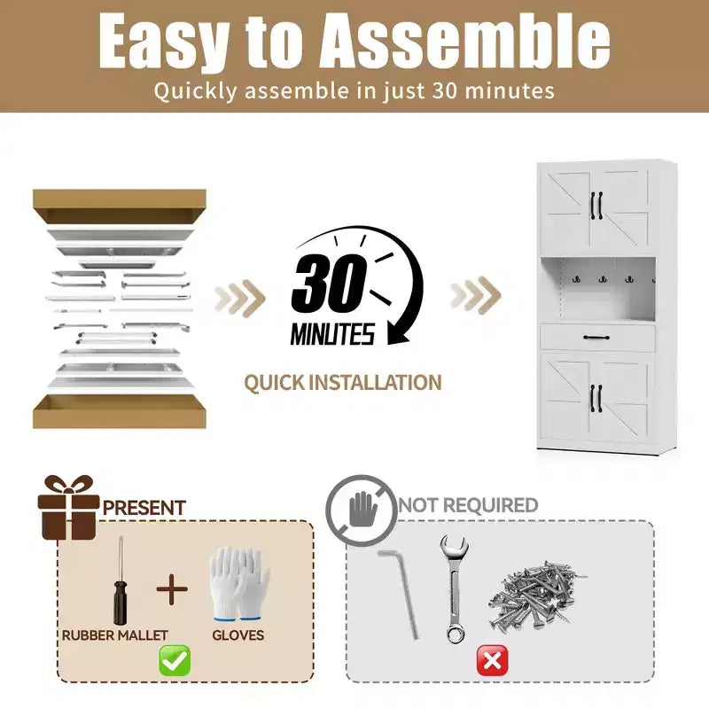 VIYET 71H Armadio Dispensa Robusto in Acciaio Bianco, Ampio Top+Ripiani Regolabili+Cassetti+Ganci, Contenitore Moderno per Cucina/Bagno/Soggiorno
