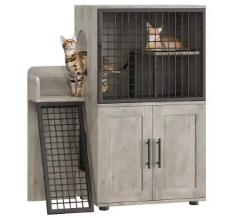 Lettiera per gatti stile villa (MDF + PB + Ferro)