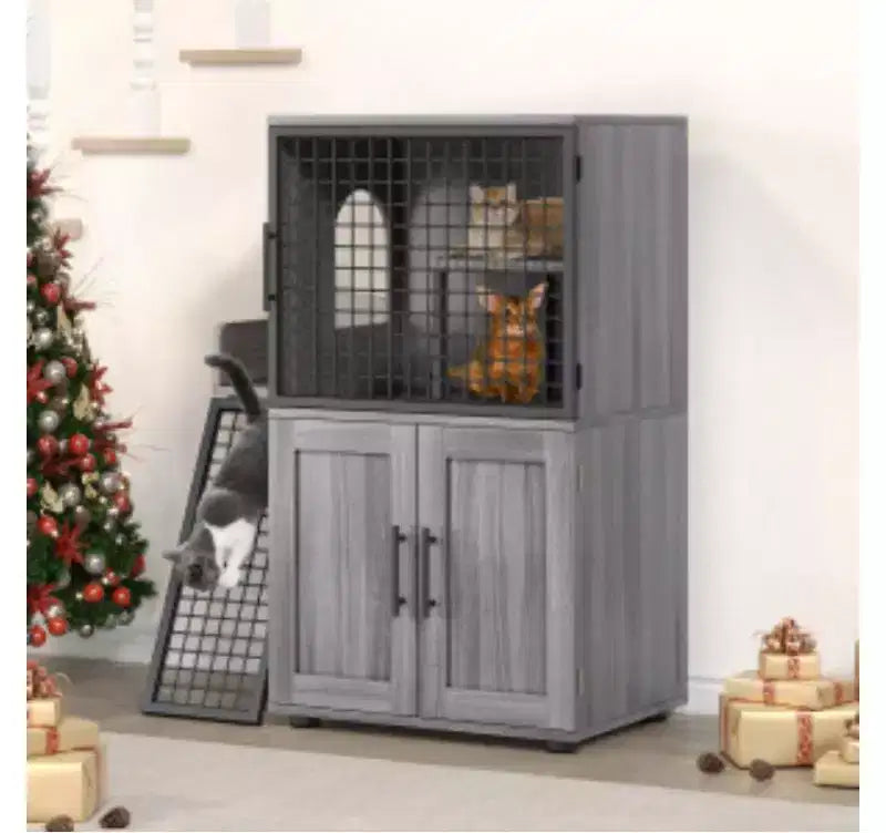 Lettiera per gatti stile villa (MDF + PB + Ferro)