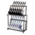 Adjustable Height Double Layer Ukulele Guitar Violin Rack, 14-Position Iron Music Stand for Indoor Outdoor Display, Black