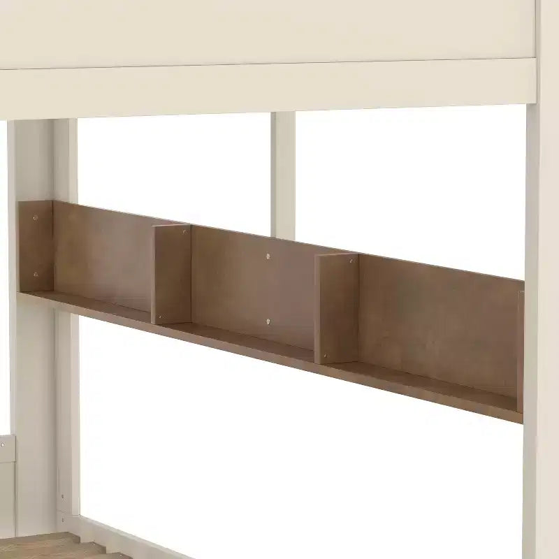 Letto a castello Queen Size con letto estraibile/cassetti e ripiani, Struttura letto a castello in legno massello, Non è necessaria la rete a molle - ModernLuxe