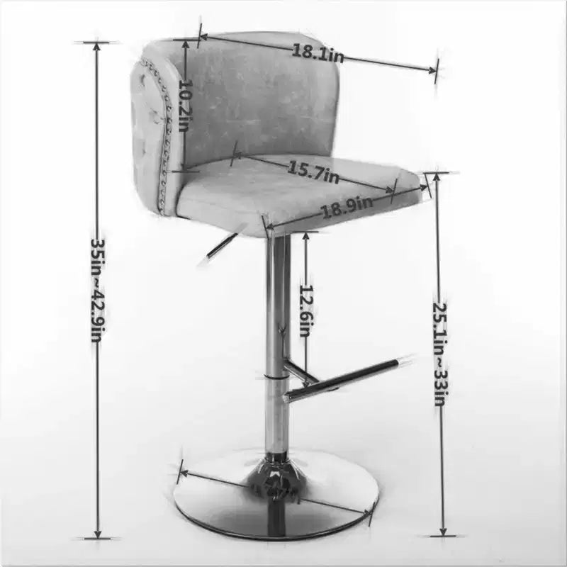 Set di 2 sgabelli da bar, sedie da bancone rivestite in PU con borchie dorate e base girevole, sedie da cucina per isola regolabili in altezza