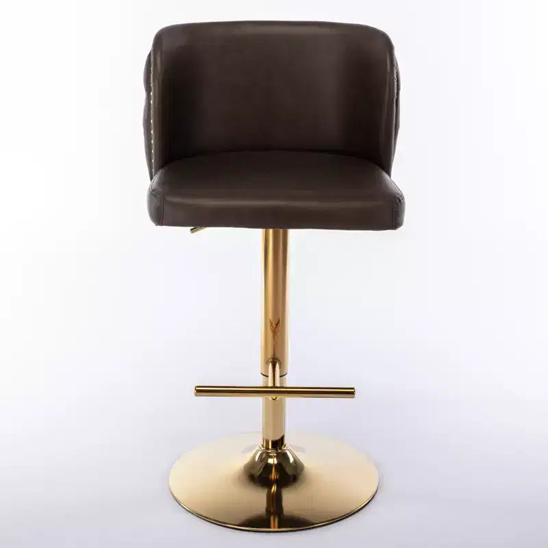 Set di 2 sgabelli da bar, sedie da bancone rivestite in PU con borchie dorate e base girevole, sedie da cucina per isola regolabili in altezza
