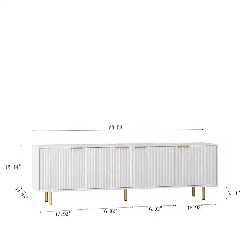 Mobile TV Boho, Centro di intrattenimento con mensola regolabile, Consolle TV in rattan con 2 ante, Consolle multimediale, Piedini in legno, 4 fori passacavi