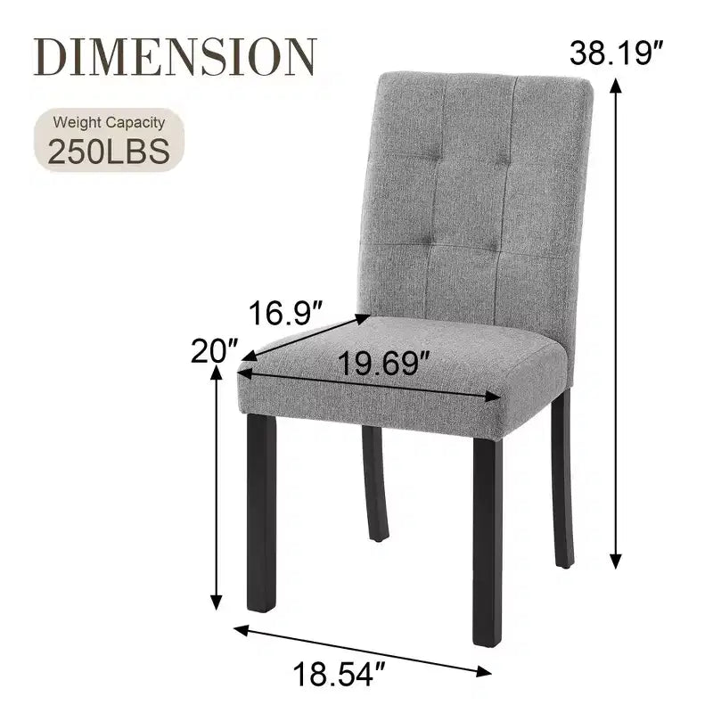 MAYEERTY Set di 4 Sedie da Pranzo Moderne Capitonnè, Rivestite in Lino, Gambe in Legno di Gomma Nero