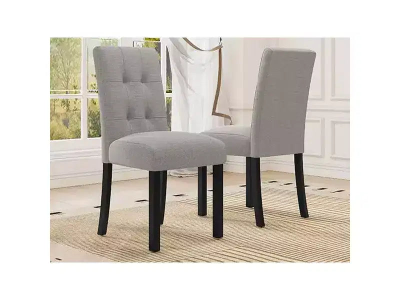 MAYEERTY Set di 4 Sedie da Pranzo Moderne Capitonnè, Rivestite in Lino, Gambe in Legno di Gomma Nero