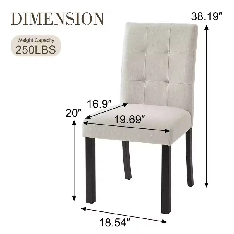 MAYEERTY Set di 4 Sedie da Pranzo Moderne Capitonnè, Rivestite in Lino, Gambe in Legno di Gomma Nero